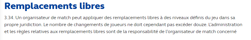 Règle des 12 remplacements rugby