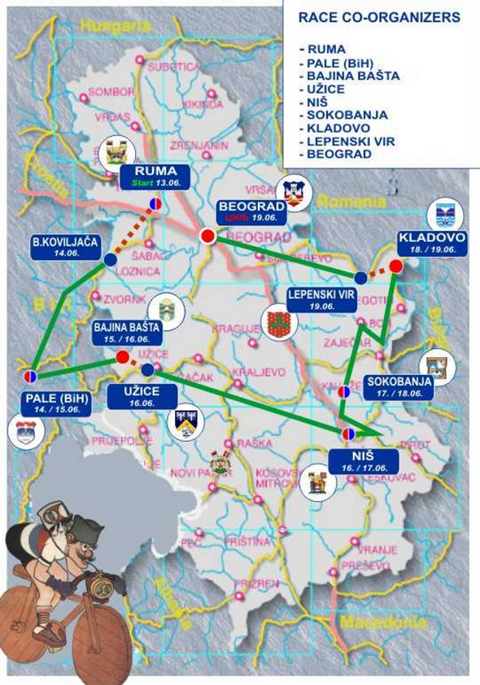 Carte du tour de Serbie 2011