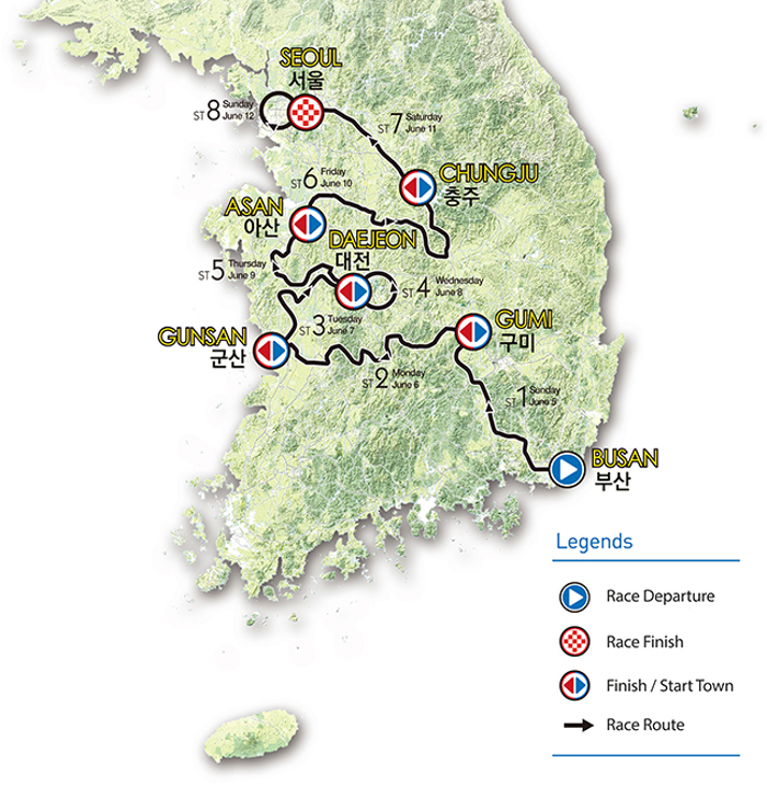 Carte du Tour de Coree 2016