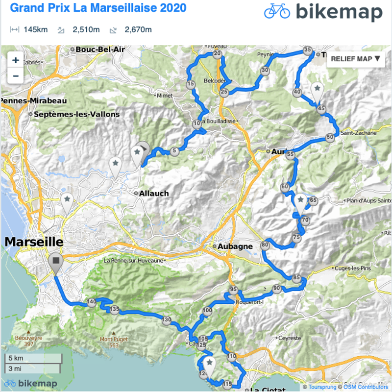 Carte du GP La Marseillaise 2020