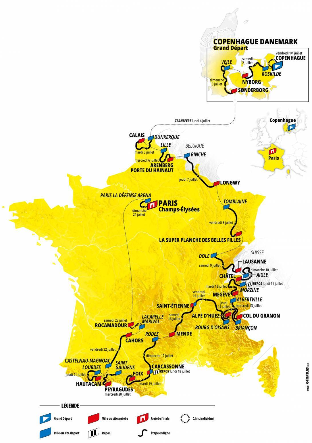 Carte du Tour de France 2022