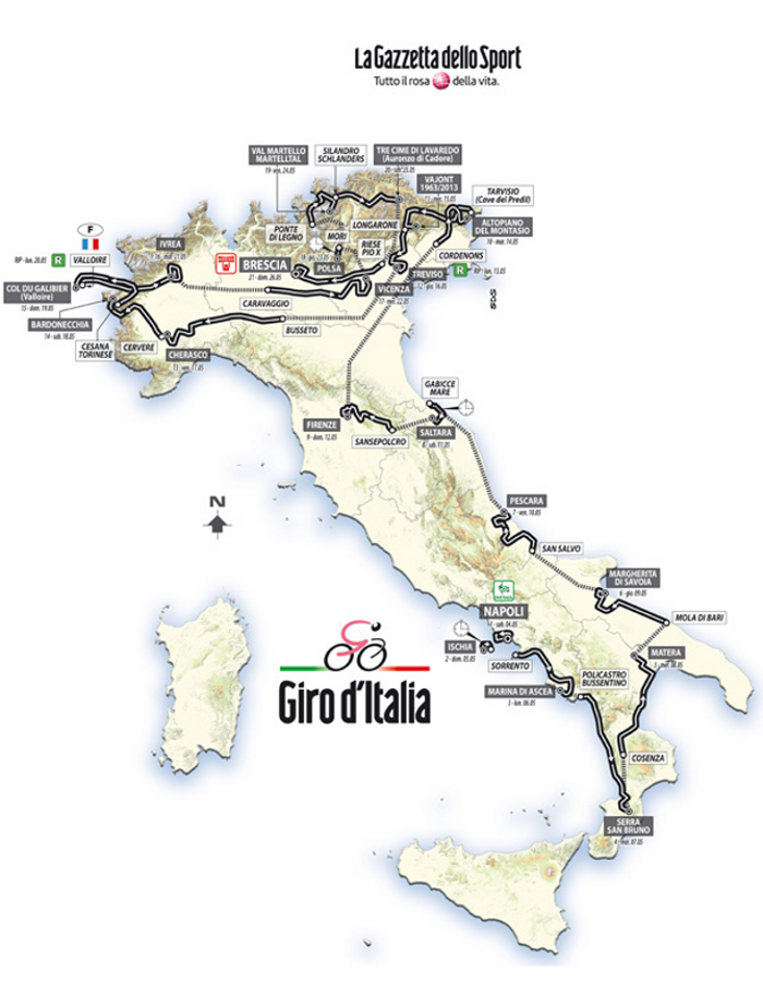 Parcours du Tour d'Italie 2013
