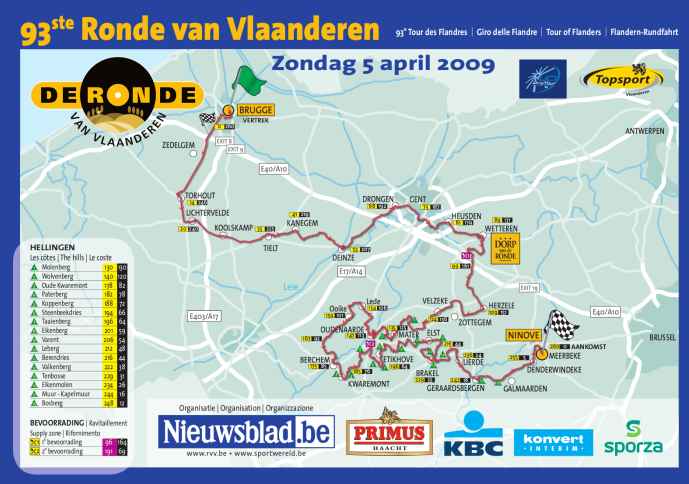 Tour des Flandres 2009 - Carte